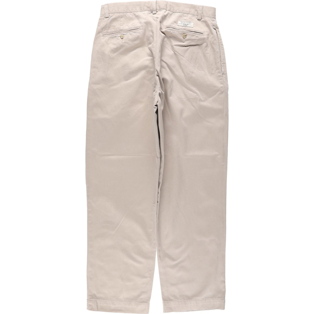 Ralph Lauren POLO by Ralph Lauren ANDREW PANT, two-pleat chino pants, men's, W32 equivalent cotton Beige type Vintage Second Hand