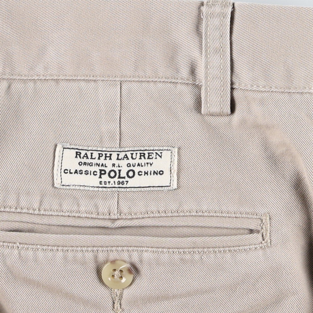 Ralph Lauren POLO by Ralph Lauren ANDREW PANT, two-pleat chino pants, men's, W32 equivalent cotton Beige type Vintage Second Hand
