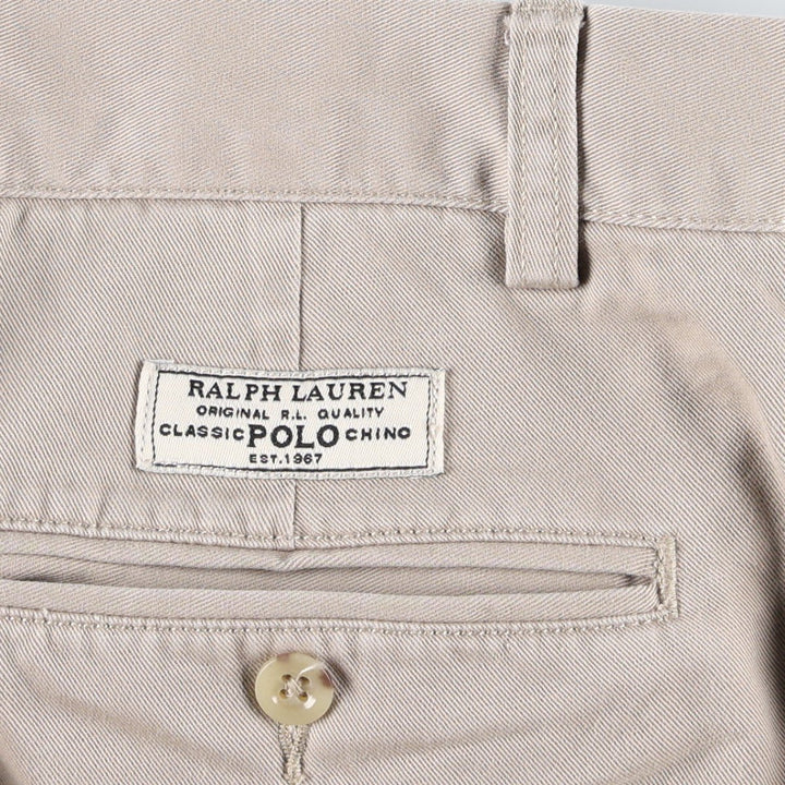 Ralph Lauren POLO by Ralph Lauren ANDREW PANT, two-pleat chino pants, men's, W32 equivalent cotton Beige type Vintage Second Hand