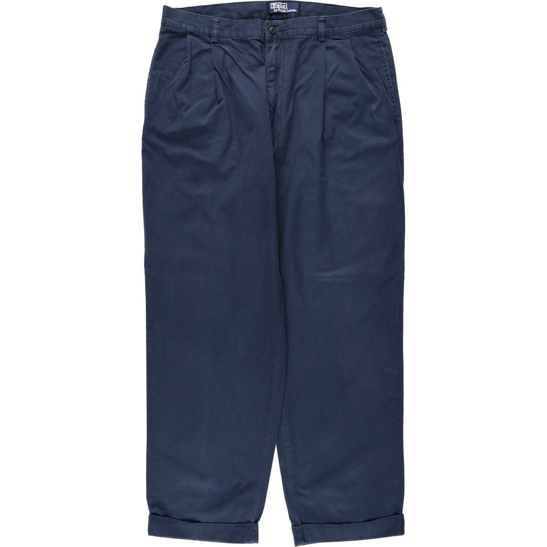 Ralph Lauren POLO by Ralph Lauren HAMMOND PANT, two-pleat chino pants, men's w35 equivalent cotton navy blue type Vintage Second Hand