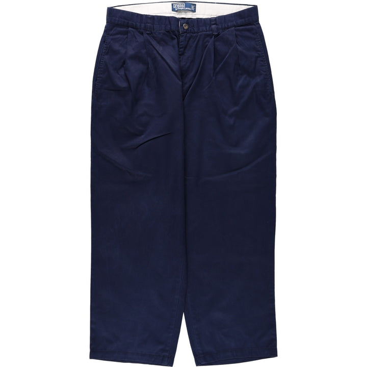 Ralph Lauren POLO by Ralph Lauren Two-pleat Chino Pants for Men, W33 equivalent cotton navy blue type Vintage Second Hand