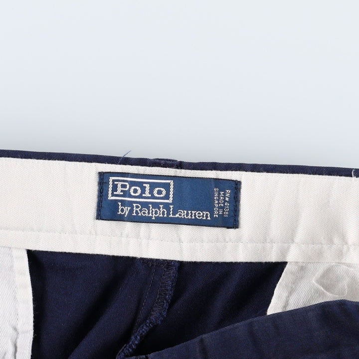 Ralph Lauren POLO by Ralph Lauren Two-pleat Chino Pants for Men, W33 equivalent cotton navy blue type Vintage Second Hand
