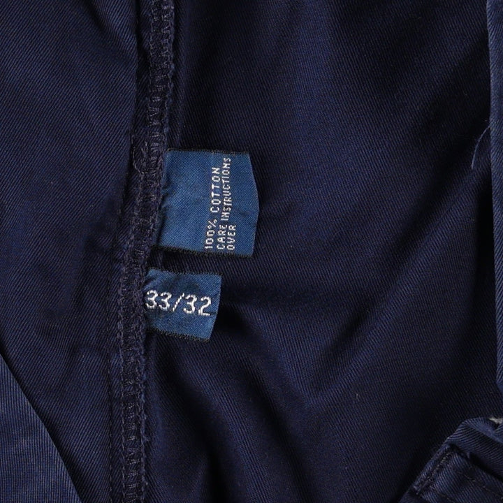 Ralph Lauren POLO by Ralph Lauren Two-pleat Chino Pants for Men, W33 equivalent cotton navy blue type Vintage Second Hand