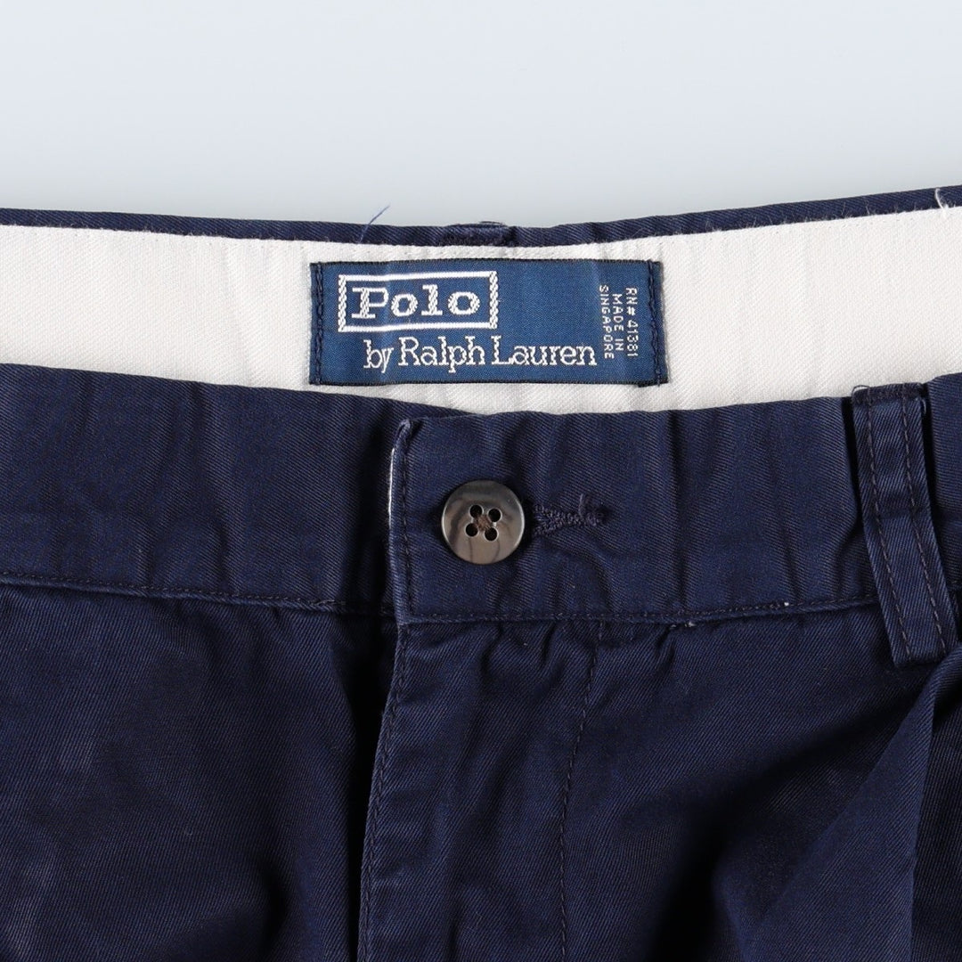 Ralph Lauren POLO by Ralph Lauren Two-pleat Chino Pants for Men, W33 equivalent cotton navy blue type Vintage Second Hand