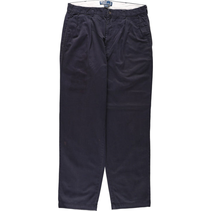 Ralph Lauren POLO by Ralph Lauren ANDREW PANT Two-pleat chino pants for men, equivalent to W34 cotton navy blue type Vintage Second Hand