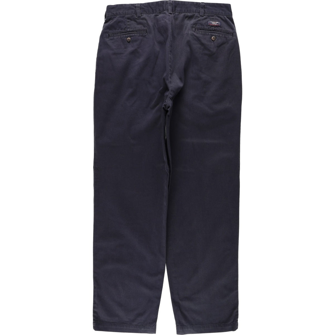 Ralph Lauren POLO by Ralph Lauren ANDREW PANT Two-pleat chino pants for men, equivalent to W34 cotton navy blue type Vintage Second Hand