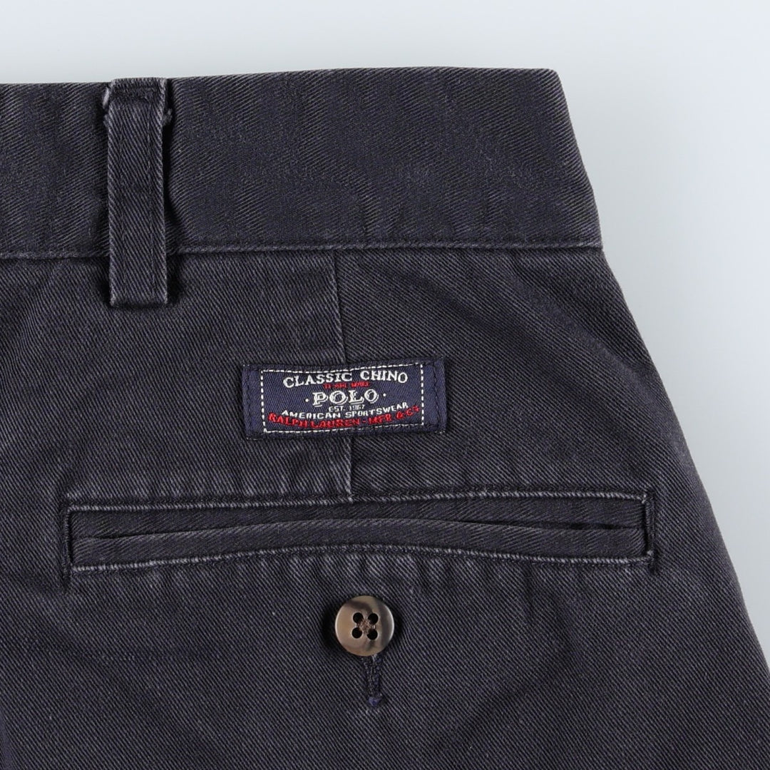 Ralph Lauren POLO by Ralph Lauren ANDREW PANT Two-pleat chino pants for men, equivalent to W34 cotton navy blue type Vintage Second Hand