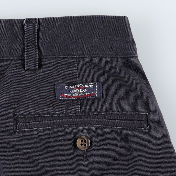 Ralph Lauren POLO by Ralph Lauren ANDREW PANT Two-pleat chino pants for men, equivalent to W34 cotton navy blue type Vintage Second Hand