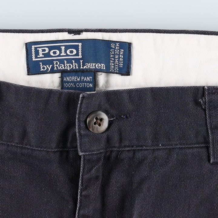 Ralph Lauren POLO by Ralph Lauren ANDREW PANT Two-pleat chino pants for men, equivalent to W34 cotton navy blue type Vintage Second Hand