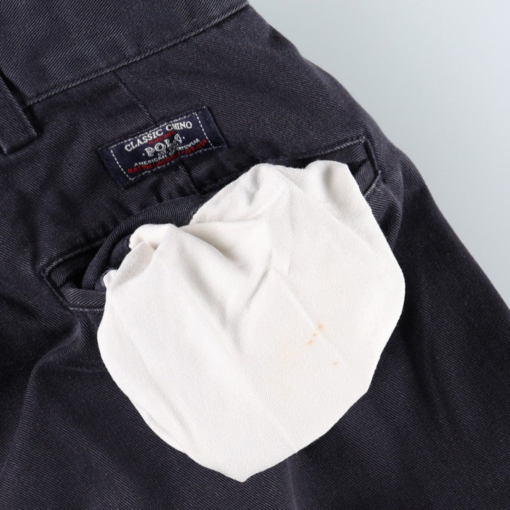 Ralph Lauren POLO by Ralph Lauren ANDREW PANT Two-pleat chino pants for men, equivalent to W34 cotton navy blue type Vintage Second Hand