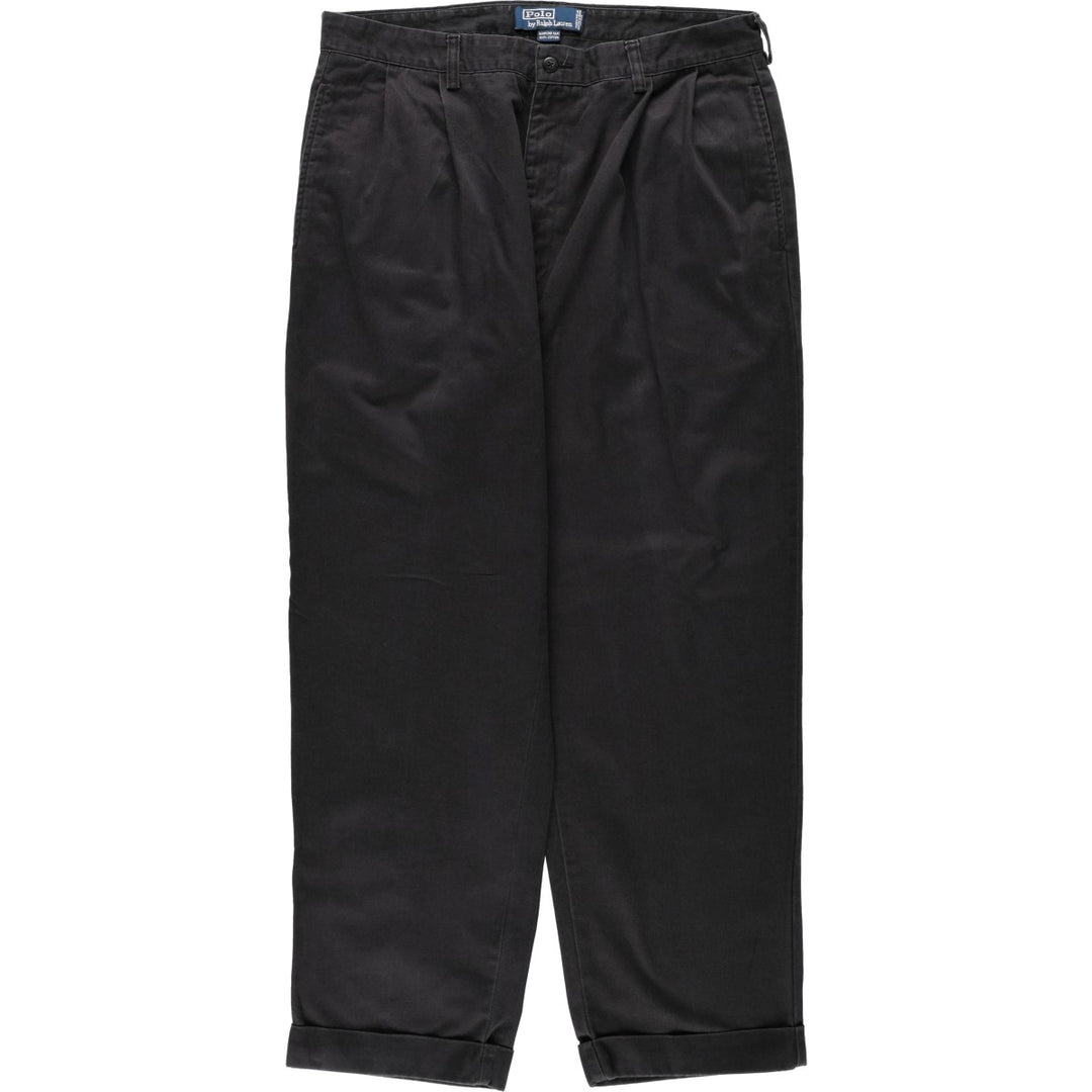 Ralph Lauren POLO by Ralph Lauren HAMMOND PANT, two-pleat chino pants, men's w35 equivalent cotton black type Vintage Second Hand