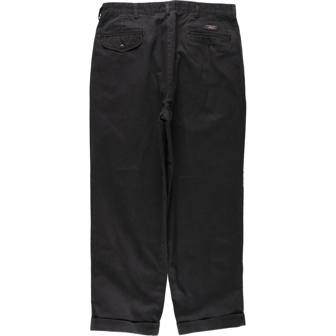 Ralph Lauren POLO by Ralph Lauren HAMMOND PANT, two-pleat chino pants, men's w35 equivalent cotton black type Vintage Second Hand