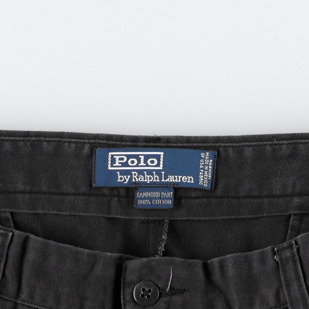 Ralph Lauren POLO by Ralph Lauren HAMMOND PANT, two-pleat chino pants, men's w35 equivalent cotton black type Vintage Second Hand