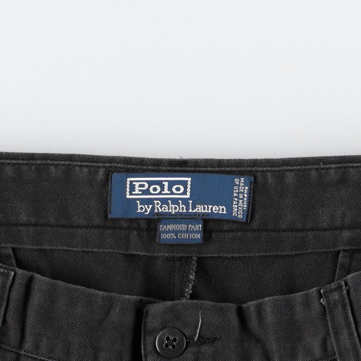 Ralph Lauren POLO by Ralph Lauren HAMMOND PANT, two-pleat chino pants, men's w35 equivalent cotton black type Vintage Second Hand