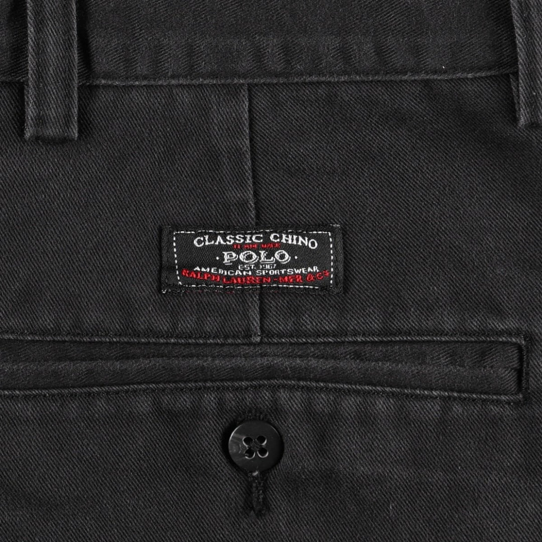 Ralph Lauren POLO by Ralph Lauren HAMMOND PANT, two-pleat chino pants, men's w35 equivalent cotton black type Vintage Second Hand