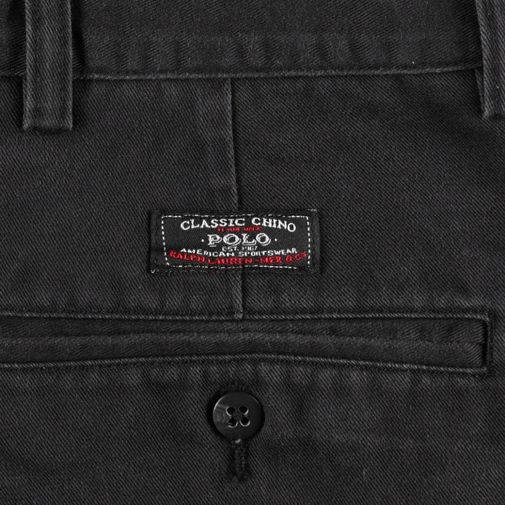 Ralph Lauren POLO by Ralph Lauren HAMMOND PANT, two-pleat chino pants, men's w35 equivalent cotton black type Vintage Second Hand