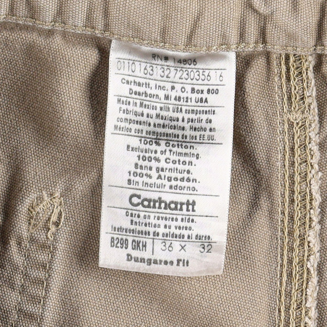 Carhartt Dungaree Fit Duck Work Pants, Men's, Size 35 cotton beige type brown Vintage Second Hand