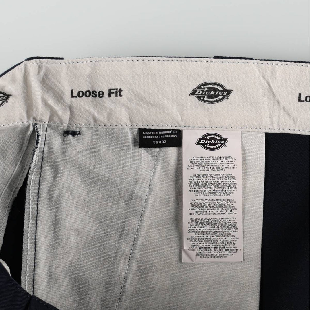 Dickies Loose Fit Double Knee Work Pants Men's W36 polyester navy blue type Vintage Second Hand