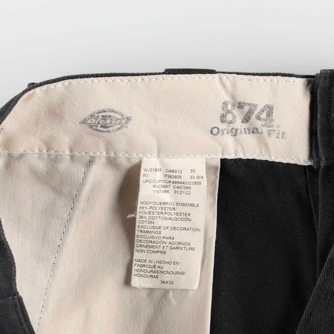 Dickies 874 Original Fit Work Pants, Men's, Size W34 polyester black type Vintage Second Hand