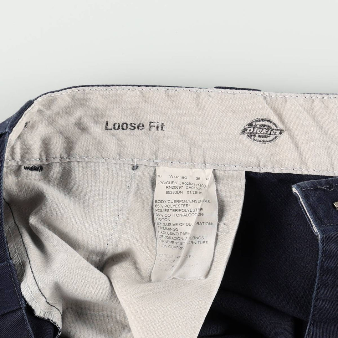 Dickies Loose Fit Double Knee Work Pants Men's W34 polyester navy blue type Vintage Second Hand