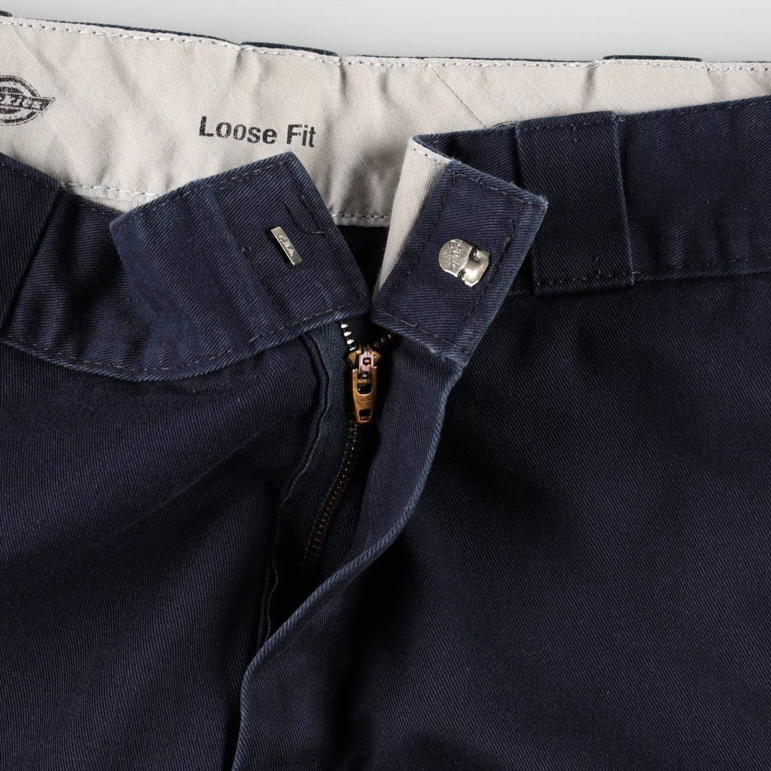 Dickies Loose Fit Double Knee Work Pants Men's W34 polyester navy blue type Vintage Second Hand