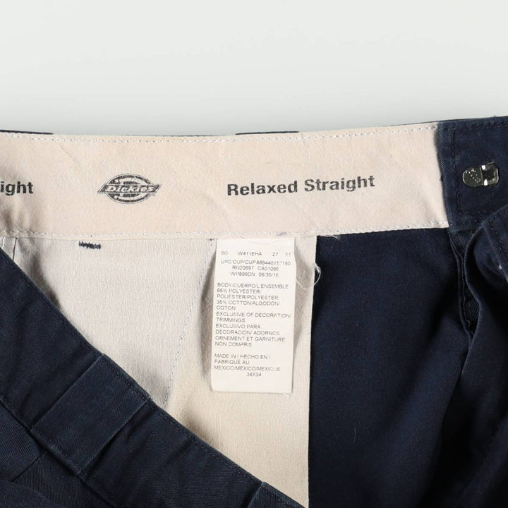 Dickies Relaxed Straight Double Knee Work Pants, Men's W35 (approx.) polyester navy blue type Vintage Second Hand