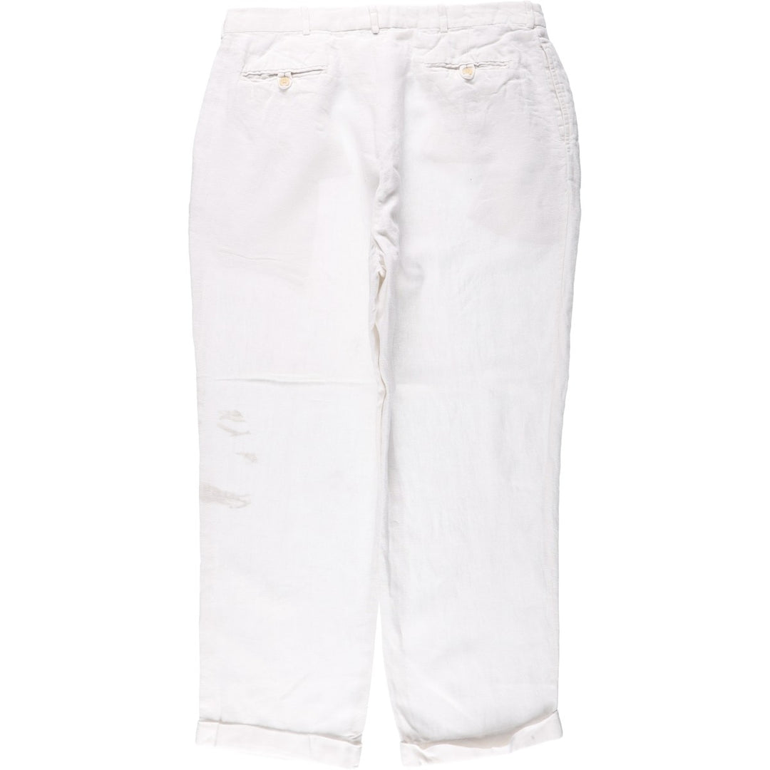 Ralph Lauren POLO by Ralph Lauren Two-pleat linen pants slacks for men, size W36 linen white type Vintage Second Hand