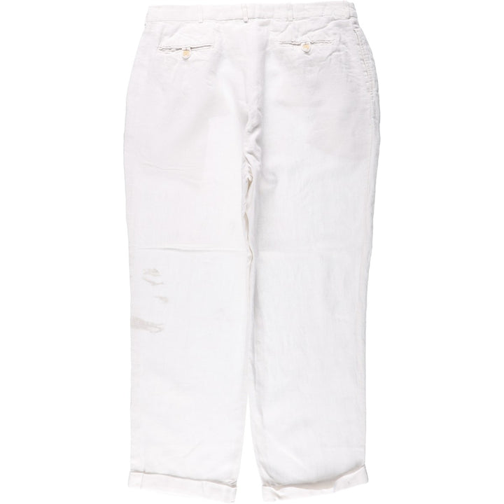 Ralph Lauren POLO by Ralph Lauren Two-pleat linen pants slacks for men, size W36 linen white type Vintage Second Hand