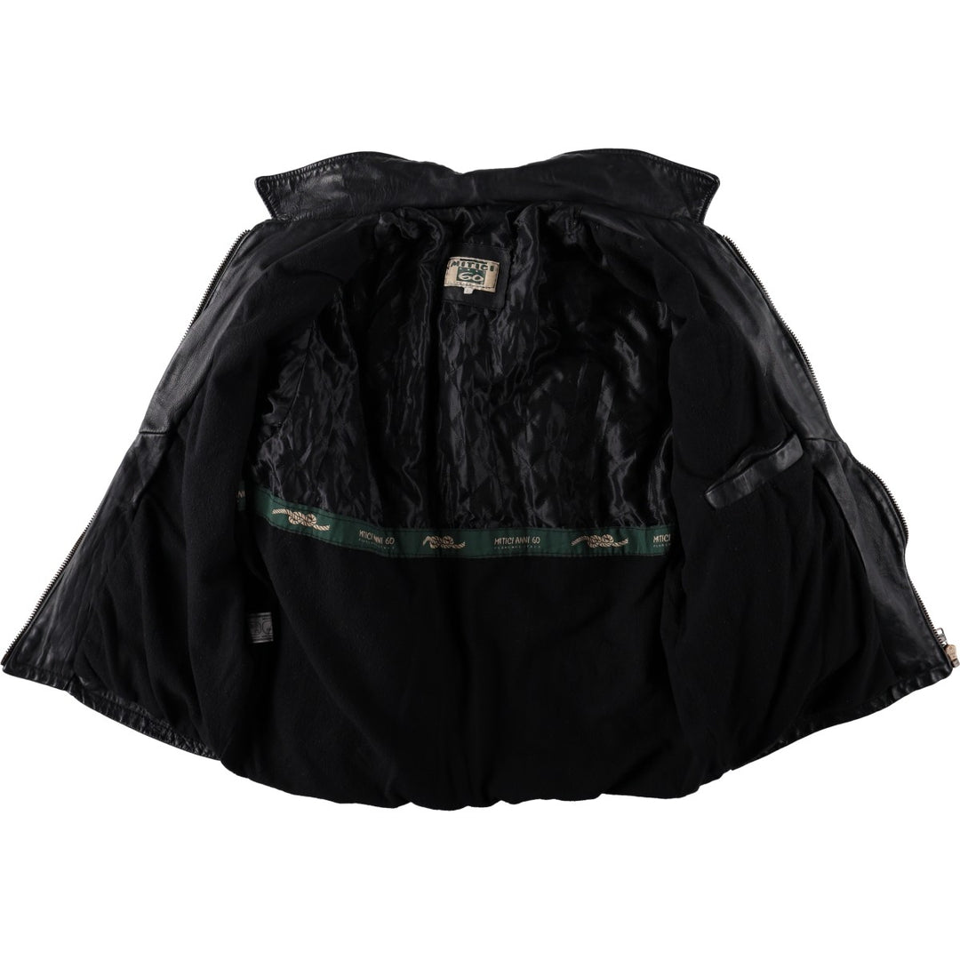 Mitici Anni 60 Leather Jacket, Made in Italy, Men's Size L (approx.) genuine leather black type Vintage Second Hand