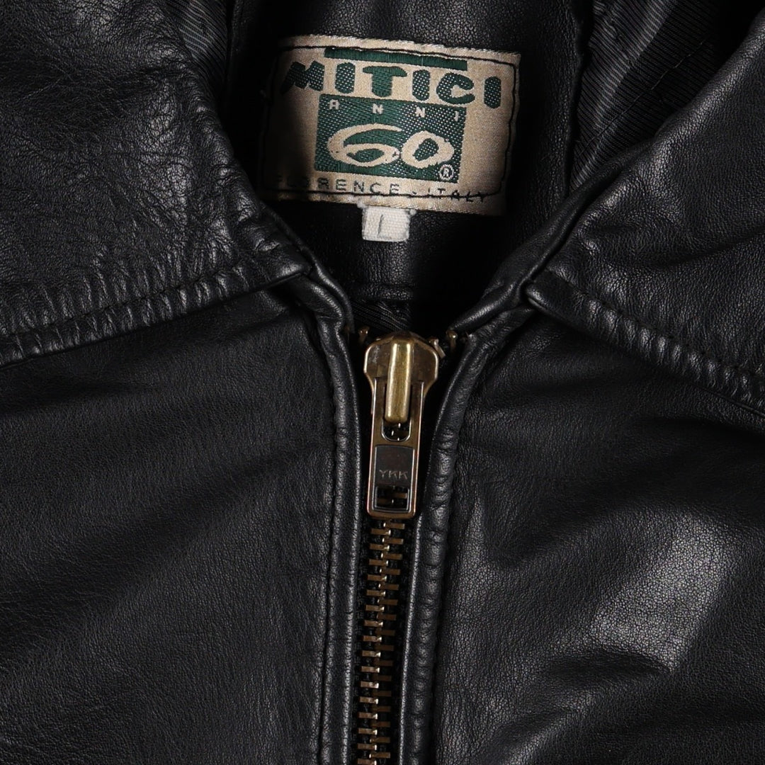 Mitici Anni 60 Leather Jacket, Made in Italy, Men's Size L (approx.) genuine leather black type Vintage Second Hand