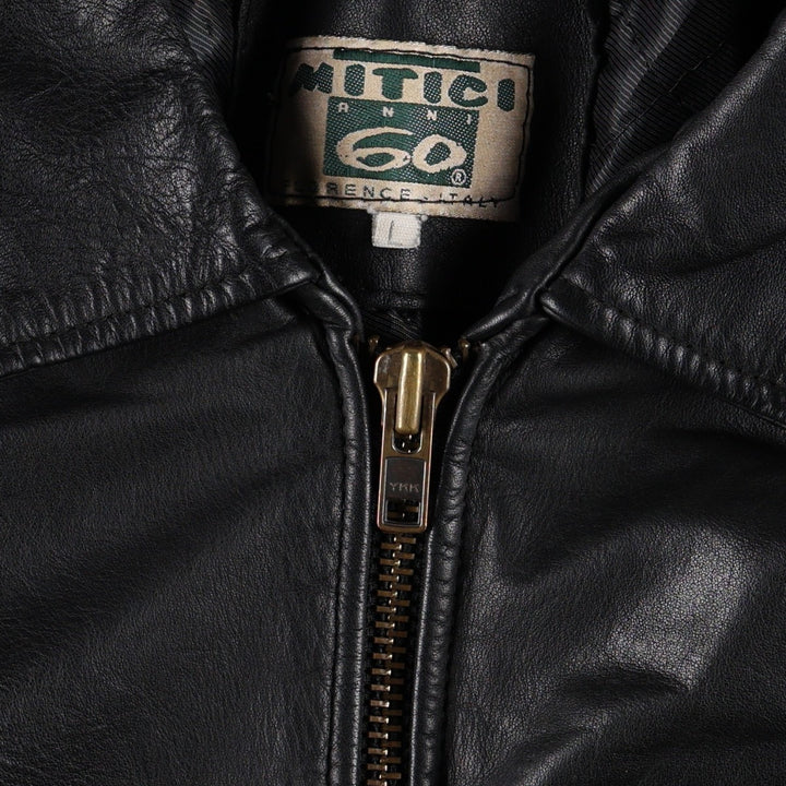 Mitici Anni 60 Leather Jacket, Made in Italy, Men's Size L (approx.) genuine leather black type Vintage Second Hand