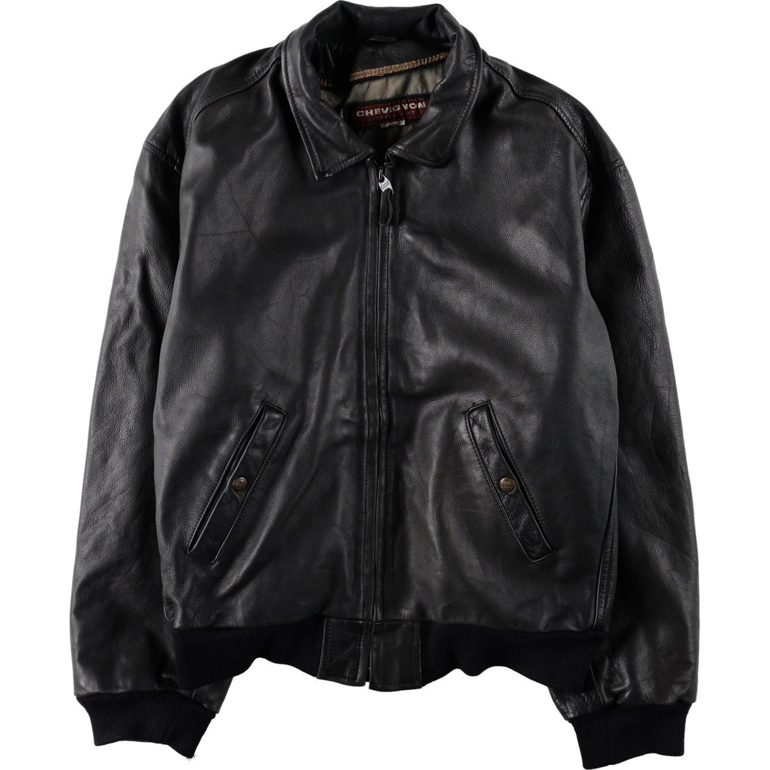 CHEVIGNON Leather Jacket, Men's Size L (approx.) Genuine Leather Cowhide black type Vintage Second Hand