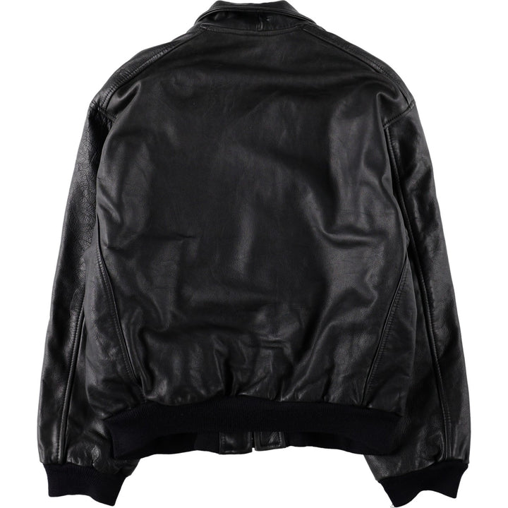 CHEVIGNON Leather Jacket, Men's Size L (approx.) Genuine Leather Cowhide black type Vintage Second Hand