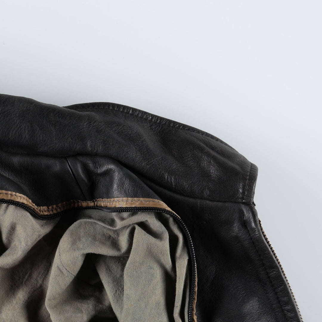 CHEVIGNON Leather Jacket, Men's Size L (approx.) Genuine Leather Cowhide black type Vintage Second Hand