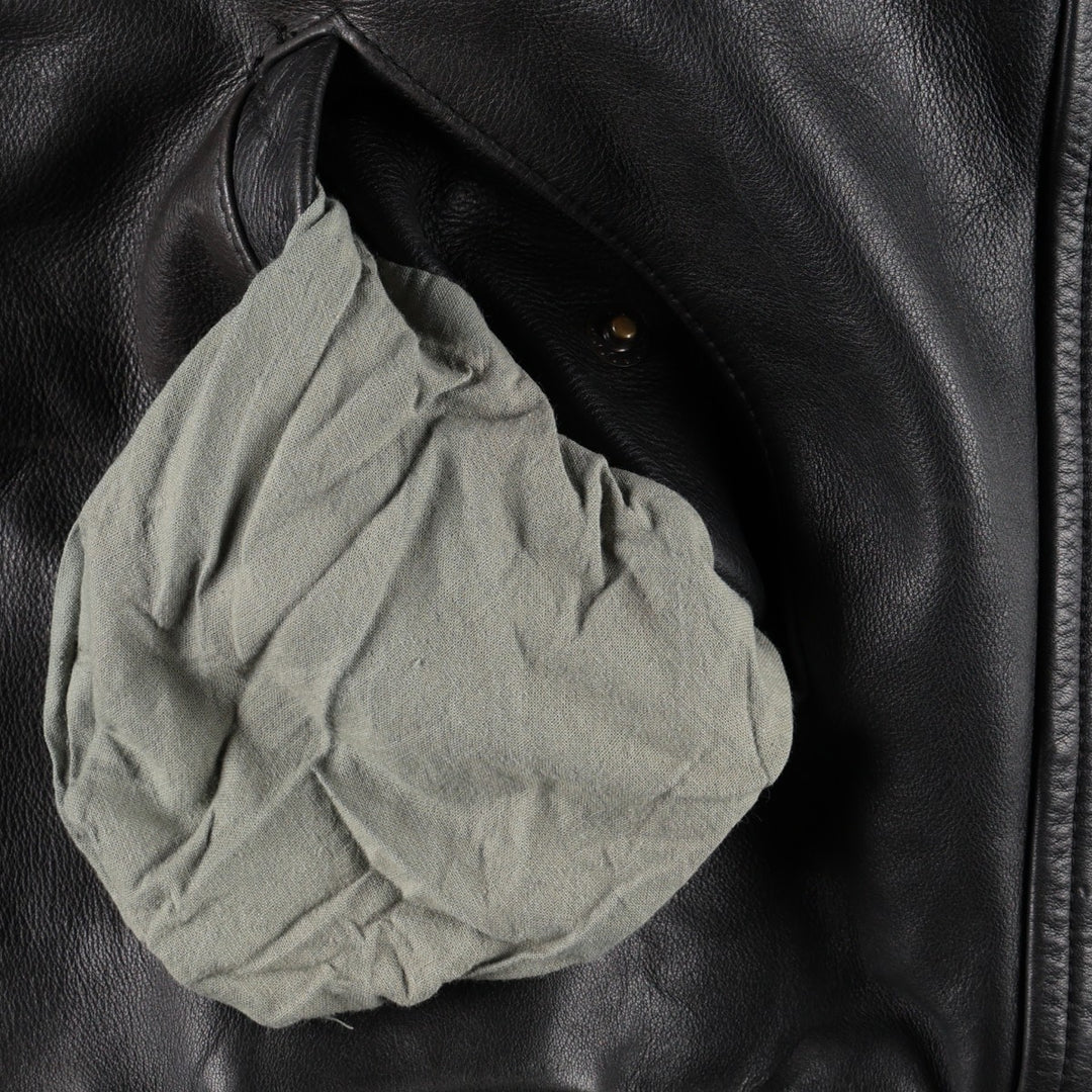 CHEVIGNON Leather Jacket, Men's Size L (approx.) Genuine Leather Cowhide black type Vintage Second Hand