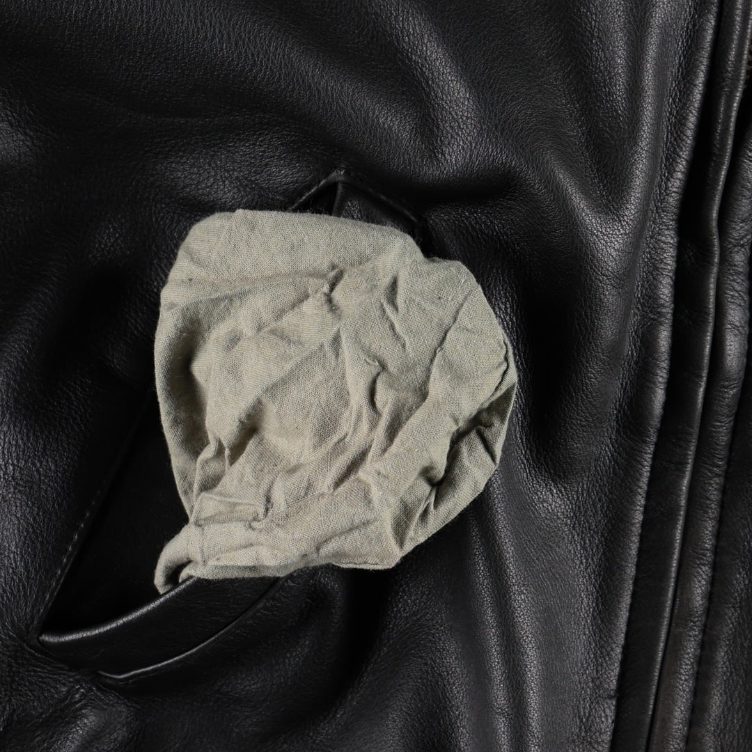 CHEVIGNON Leather Jacket, Men's Size L (approx.) Genuine Leather Cowhide black type Vintage Second Hand