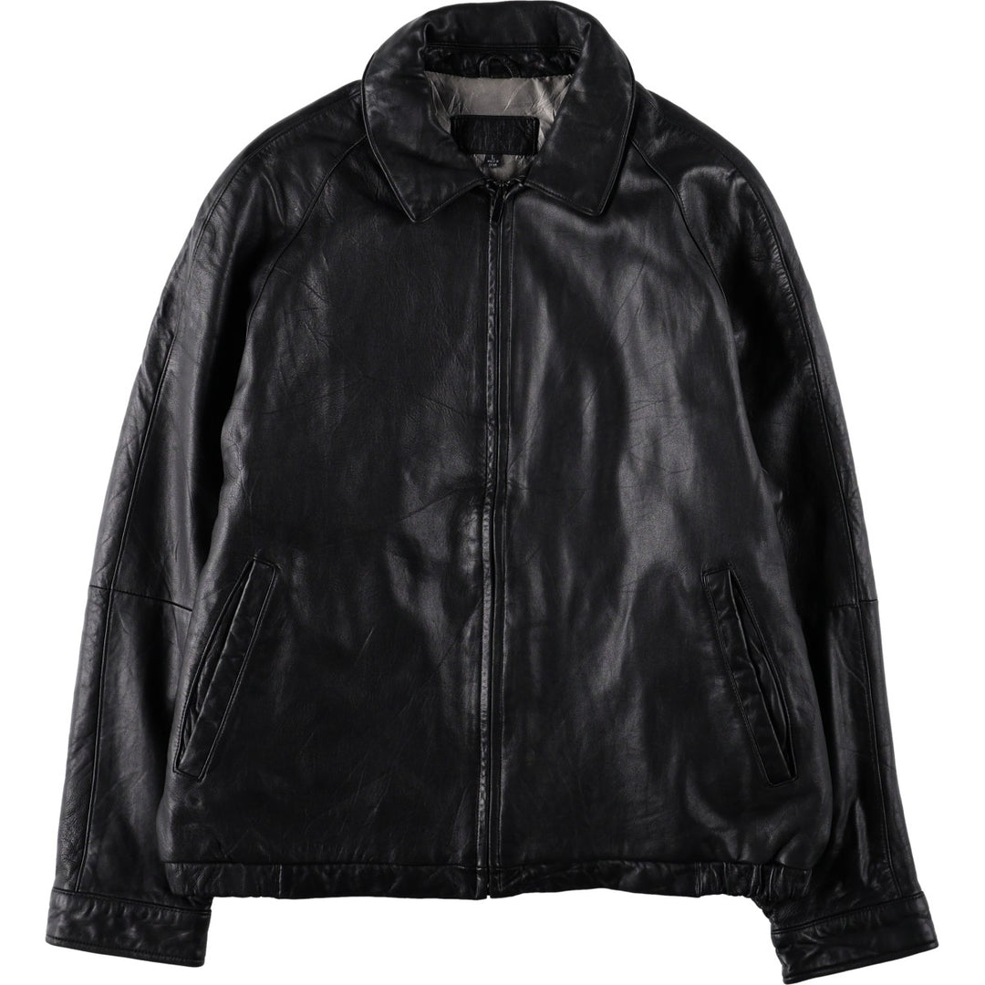 BRANDINI Swing Top Type Leather Blouson, Men's Size L (Equivalent), Padded genuine leather black type Vintage Second Hand