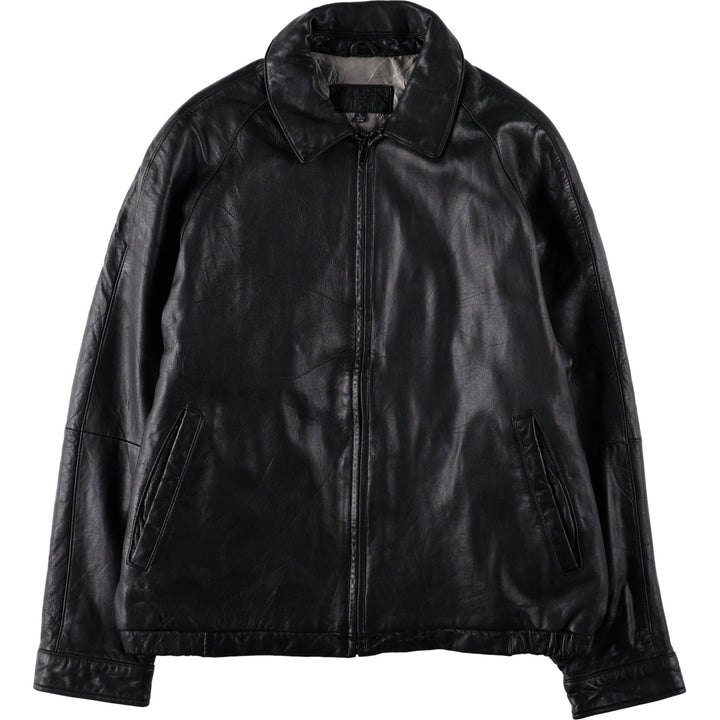 BRANDINI Swing Top Type Leather Blouson, Men's Size L (Equivalent), Padded genuine leather black type Vintage Second Hand