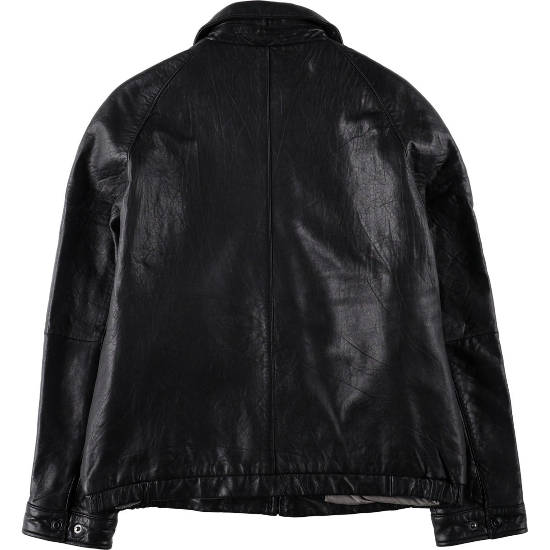 BRANDINI Swing Top Type Leather Blouson, Men's Size L (Equivalent), Padded genuine leather black type Vintage Second Hand
