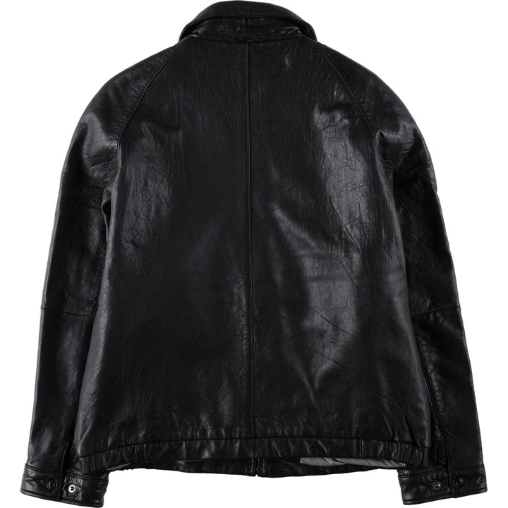BRANDINI Swing Top Type Leather Blouson, Men's Size L (Equivalent), Padded genuine leather black type Vintage Second Hand