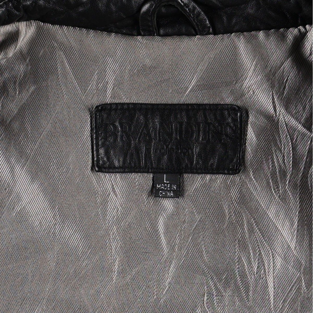 BRANDINI Swing Top Type Leather Blouson, Men's Size L (Equivalent), Padded genuine leather black type Vintage Second Hand