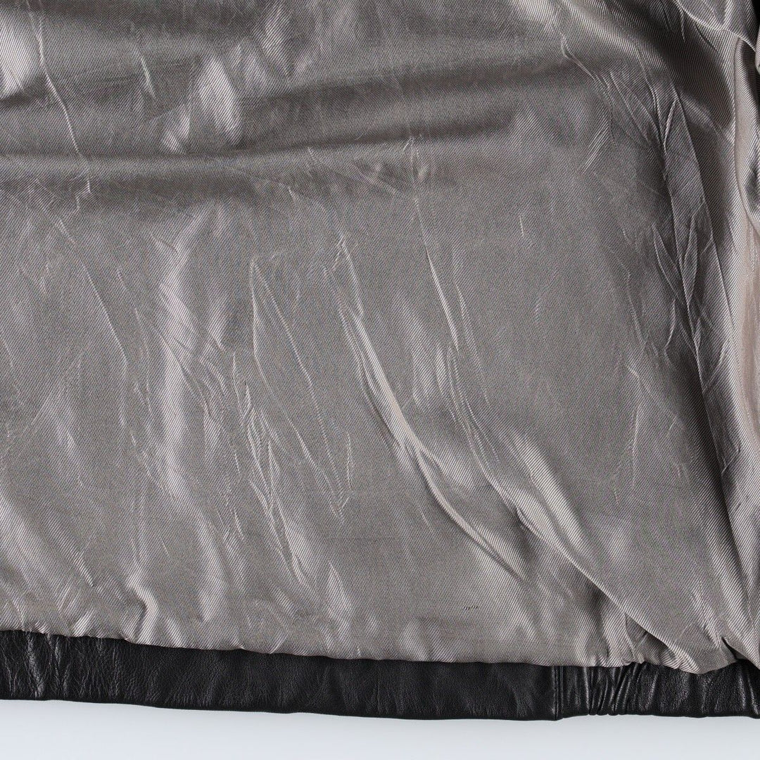 BRANDINI Swing Top Type Leather Blouson, Men's Size L (Equivalent), Padded genuine leather black type Vintage Second Hand
