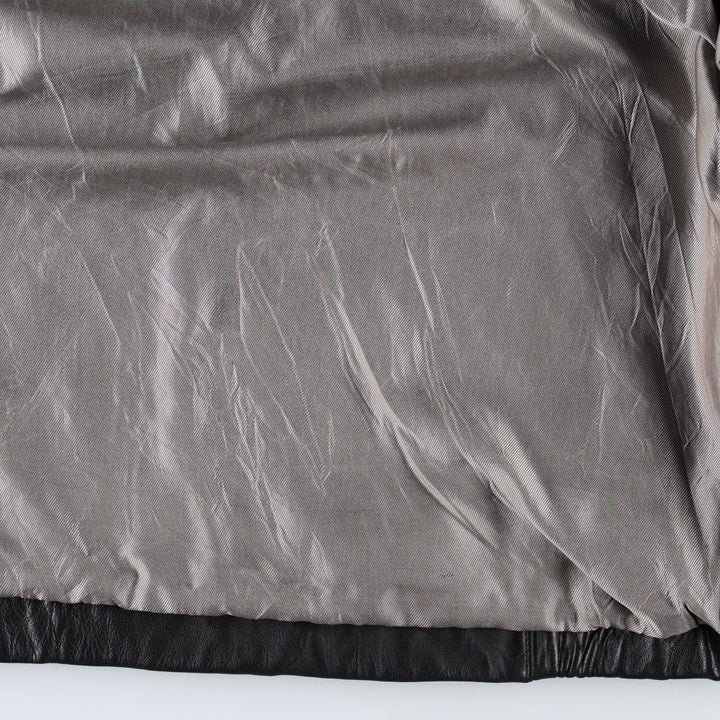 BRANDINI Swing Top Type Leather Blouson, Men's Size L (Equivalent), Padded genuine leather black type Vintage Second Hand
