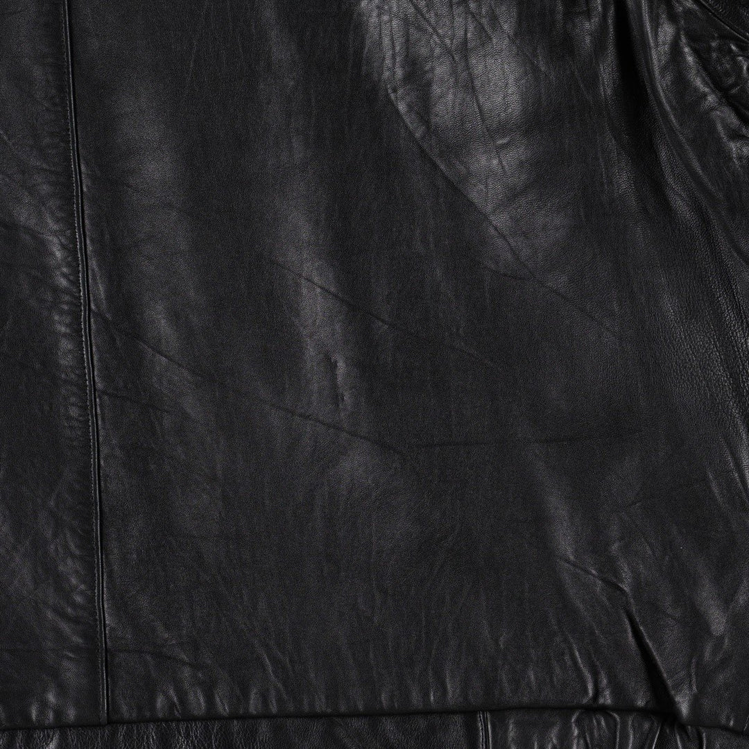 BRANDINI Swing Top Type Leather Blouson, Men's Size L (Equivalent), Padded genuine leather black type Vintage Second Hand