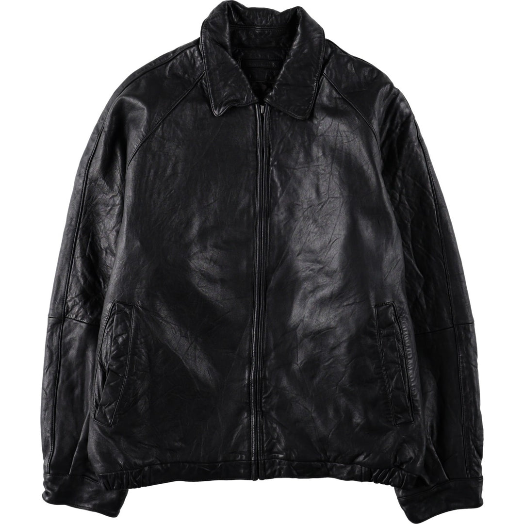 Liz Claiborne Swing Top Type Padded Leather Blouson, Men's Size L (approx.) Genuine Leather Lamb Leather black type Vintage Second Hand