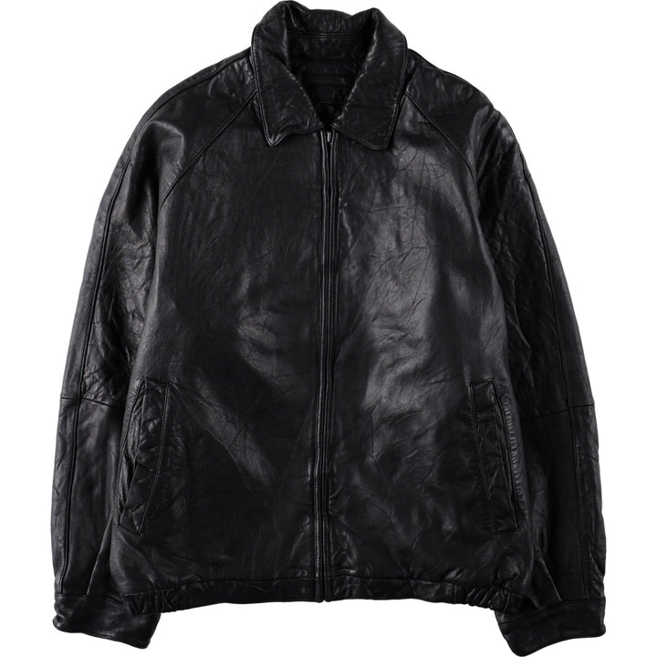 Liz Claiborne Swing Top Type Padded Leather Blouson, Men's Size L (approx.) Genuine Leather Lamb Leather black type Vintage Second Hand