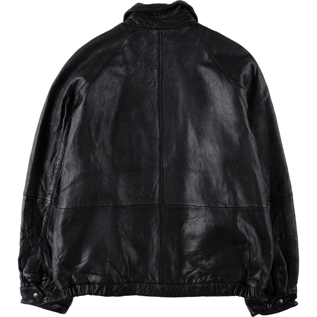 Liz Claiborne Swing Top Type Padded Leather Blouson, Men's Size L (approx.) Genuine Leather Lamb Leather black type Vintage Second Hand