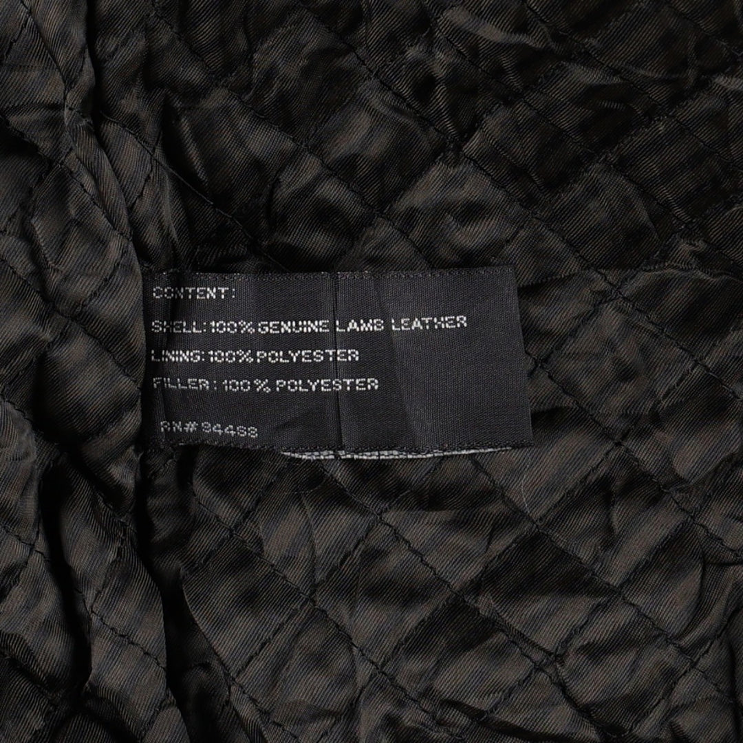Liz Claiborne Swing Top Type Padded Leather Blouson, Men's Size L (approx.) Genuine Leather Lamb Leather black type Vintage Second Hand