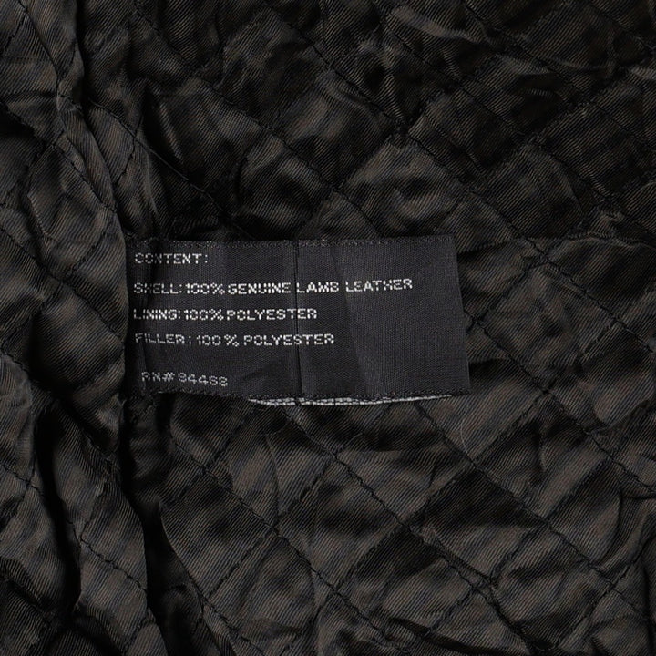 Liz Claiborne Swing Top Type Padded Leather Blouson, Men's Size L (approx.) Genuine Leather Lamb Leather black type Vintage Second Hand