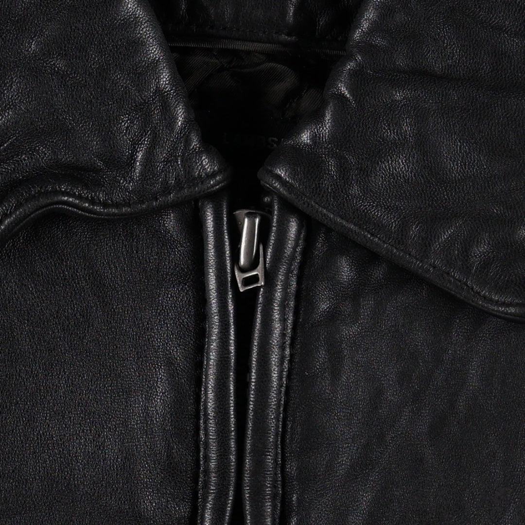 Liz Claiborne Swing Top Type Padded Leather Blouson, Men's Size L (approx.) Genuine Leather Lamb Leather black type Vintage Second Hand